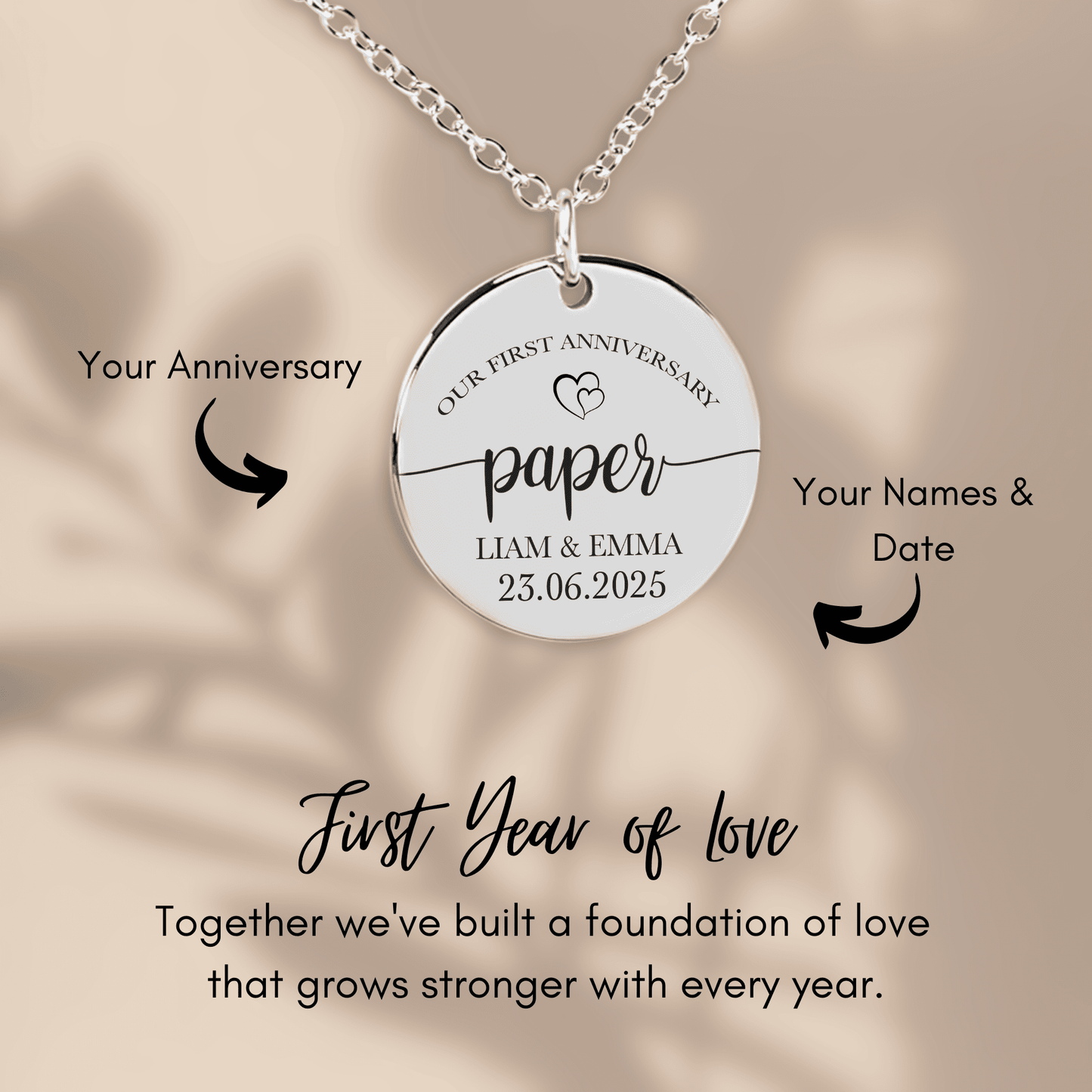 1st Paper Anniversary Coin Necklace