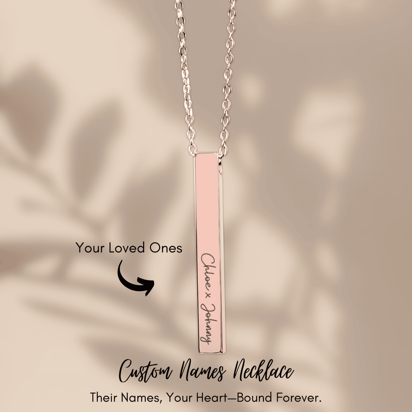 Sleek Pendant Custom Names Necklace