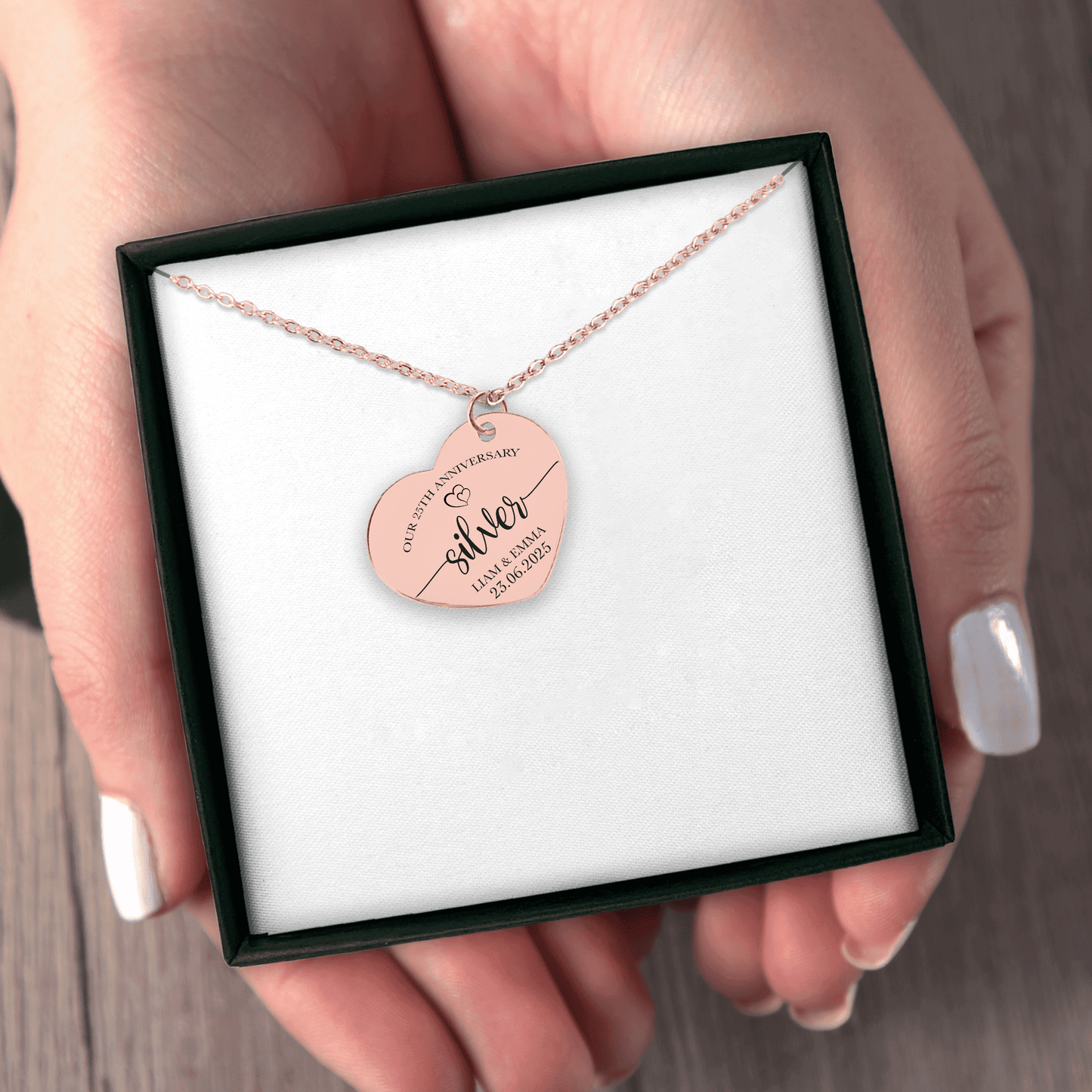 25th Silver Anniversary Heart Necklace