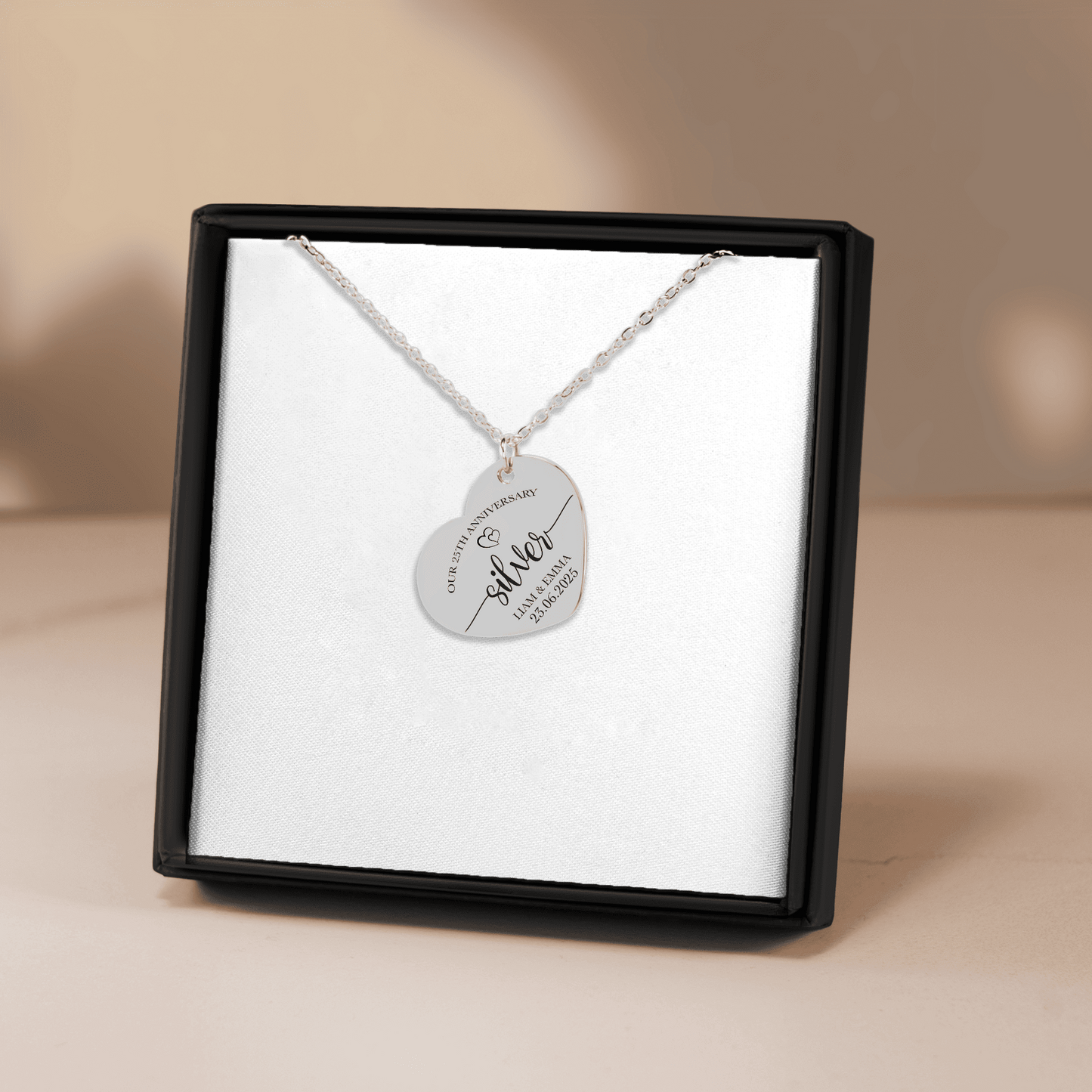 25th Silver Anniversary Heart Necklace