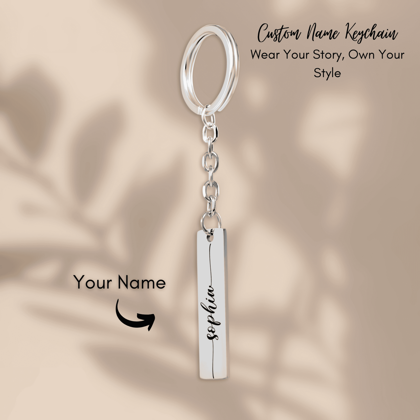 Custom Name Vertical Bar Keychain