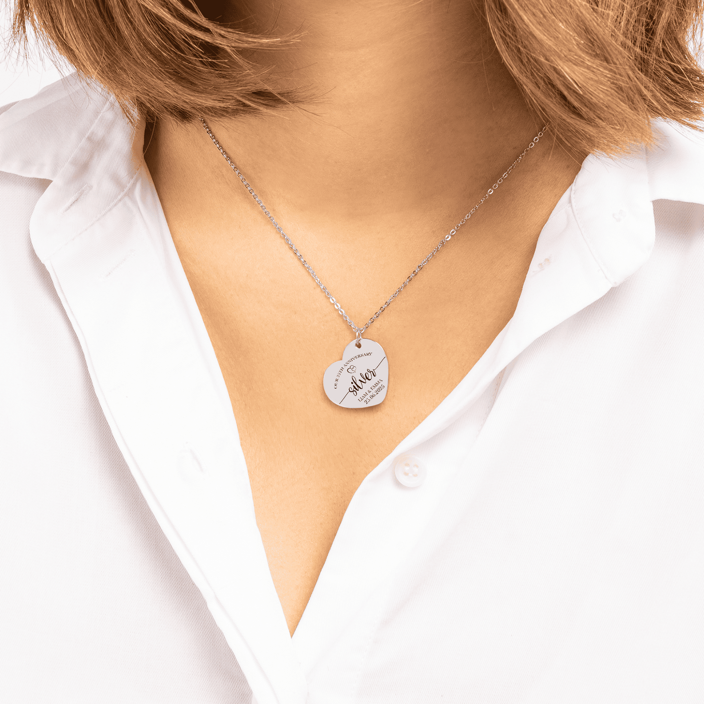 25th Silver Anniversary Heart Necklace