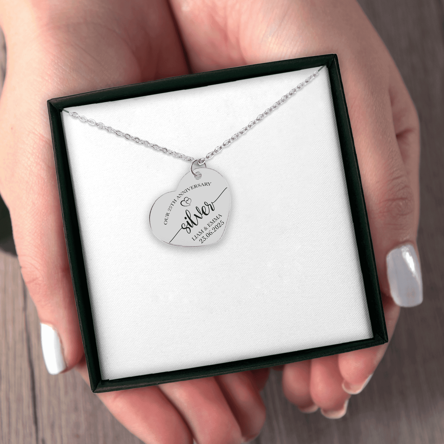 25th Silver Anniversary Heart Necklace